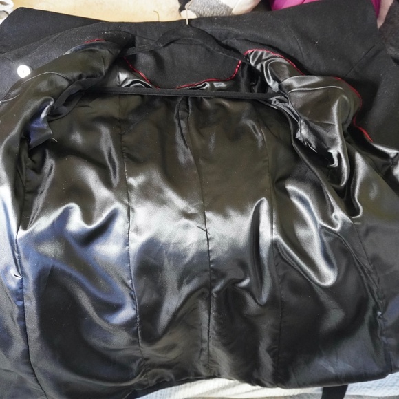 Retro Wool Coat Women Sz M Black Belted Wrap Style Knee Length Wide Collar - Picture 10 of 12